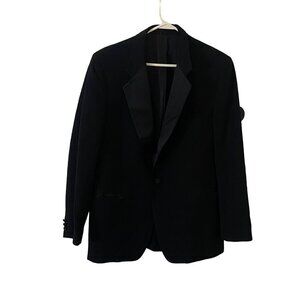 Givinchy Men's Black Classic Button Front Pure Wool Blazer - 40In Chest
